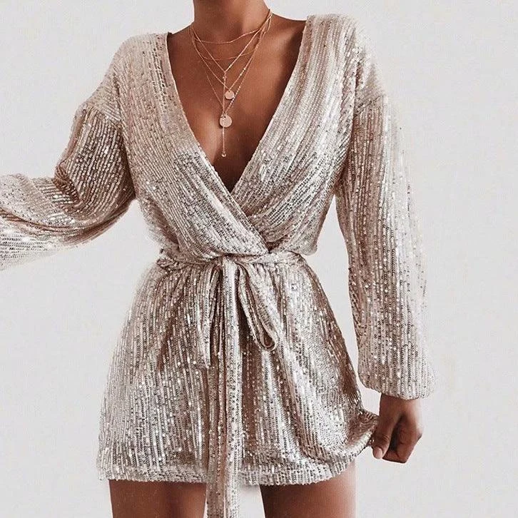 Marea Glitter Sequin Kimono Cardigan Mini Dress - Glova