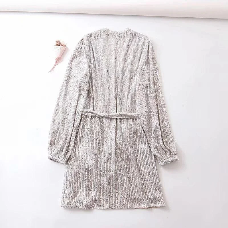 Marea Glitter Sequin Kimono Cardigan Mini Dress - Glova