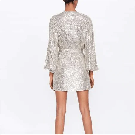 Marea Glitter Sequin Kimono Cardigan Mini Dress - Glova