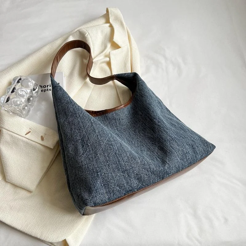 Maria Denim Shoulder Hobo Bags - 2 Colors - Glova