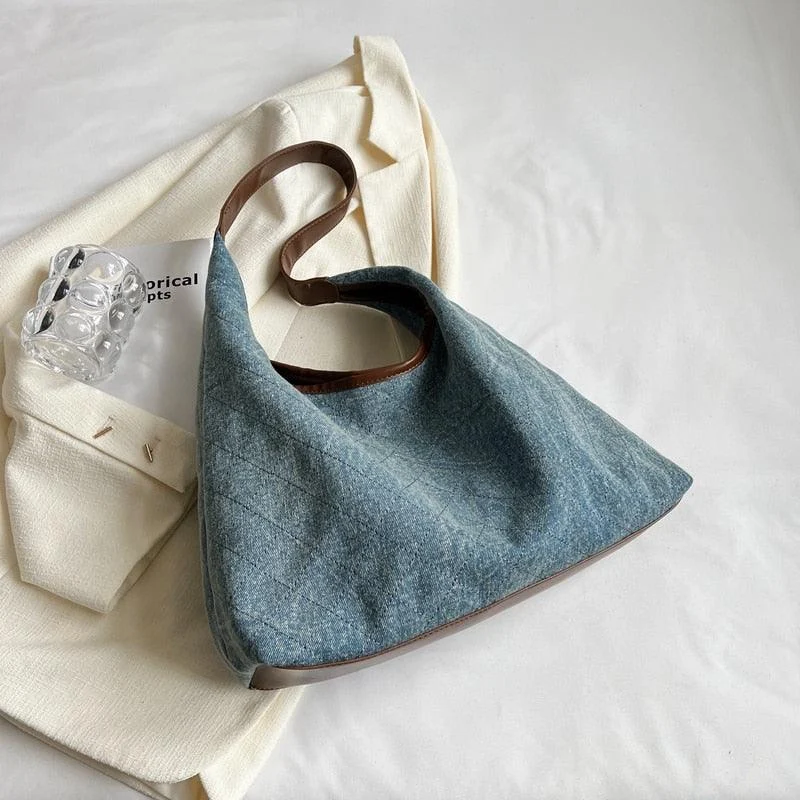 Maria Denim Shoulder Hobo Bags - 2 Colors - Glova