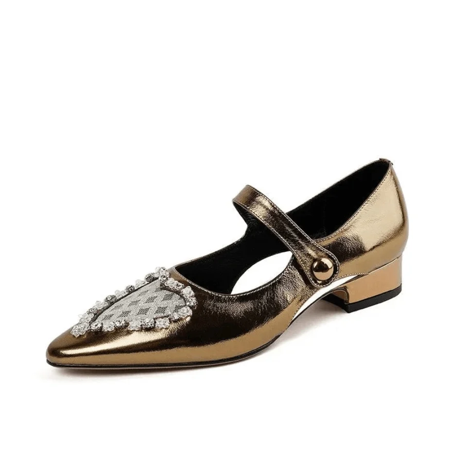 Maria Heart Embellished Mary Janes Flats - Glova