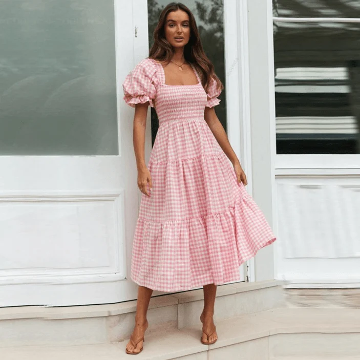 Marianne Gingham Midi Dresses - 2 Colors - Glova