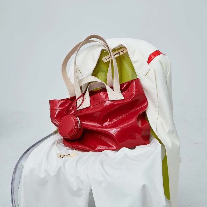 Marie Big Shine Patent Leather Nylon Tote - 5 Colors - Glova