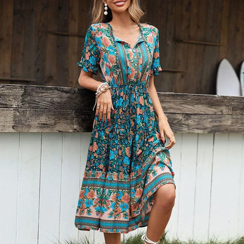 Martha Boho Midi Dress - Glova