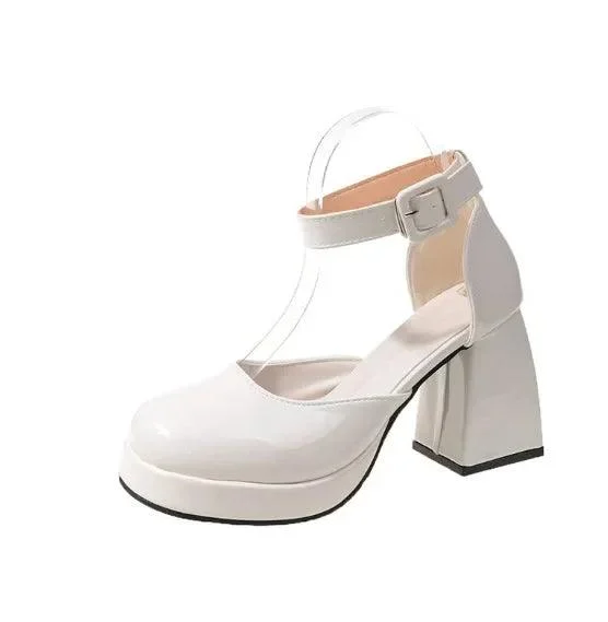 Mary Jane Chunky High Heels Shoes For Women - Glova