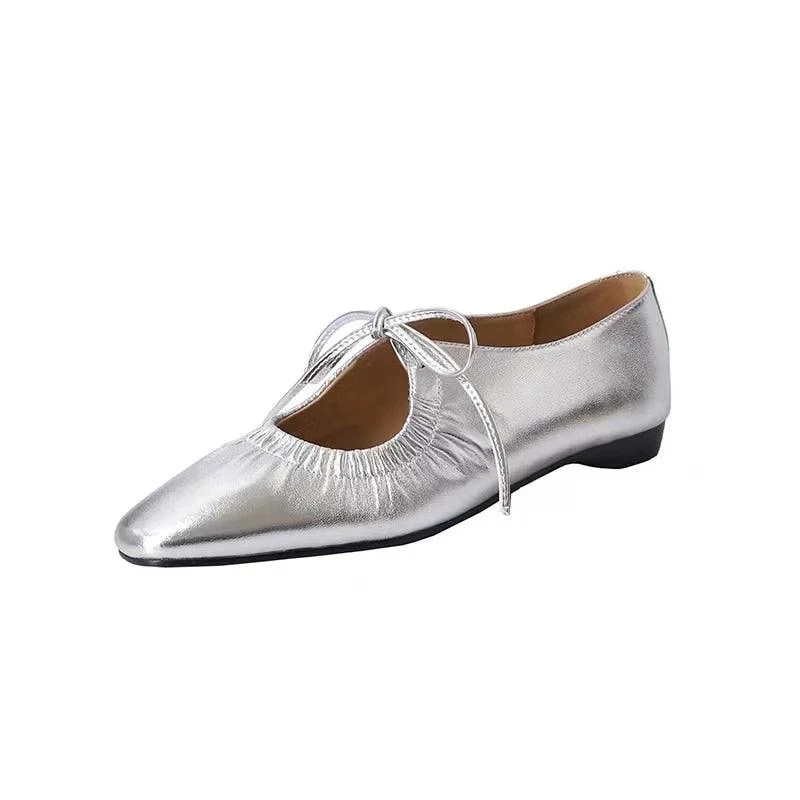 Mathess Metallic Faux Leather Ballet Flats - Gold or Silver - Glova