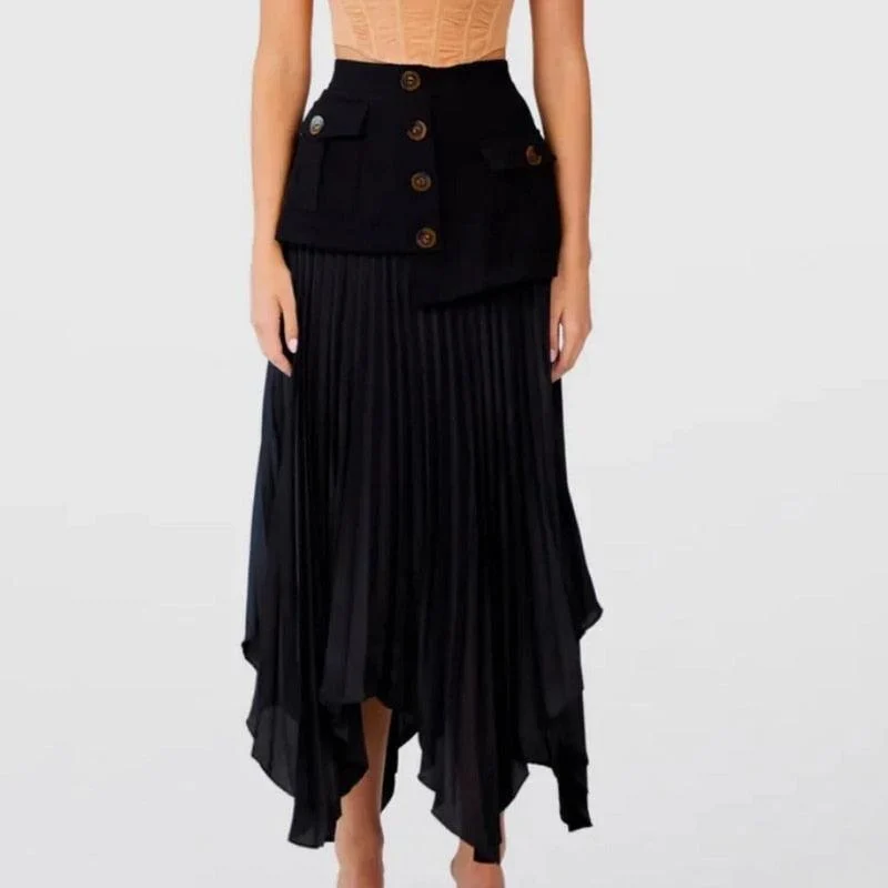 Mathilde Patchwork Pleated Maxi Skirts - 2 Colors - Glova