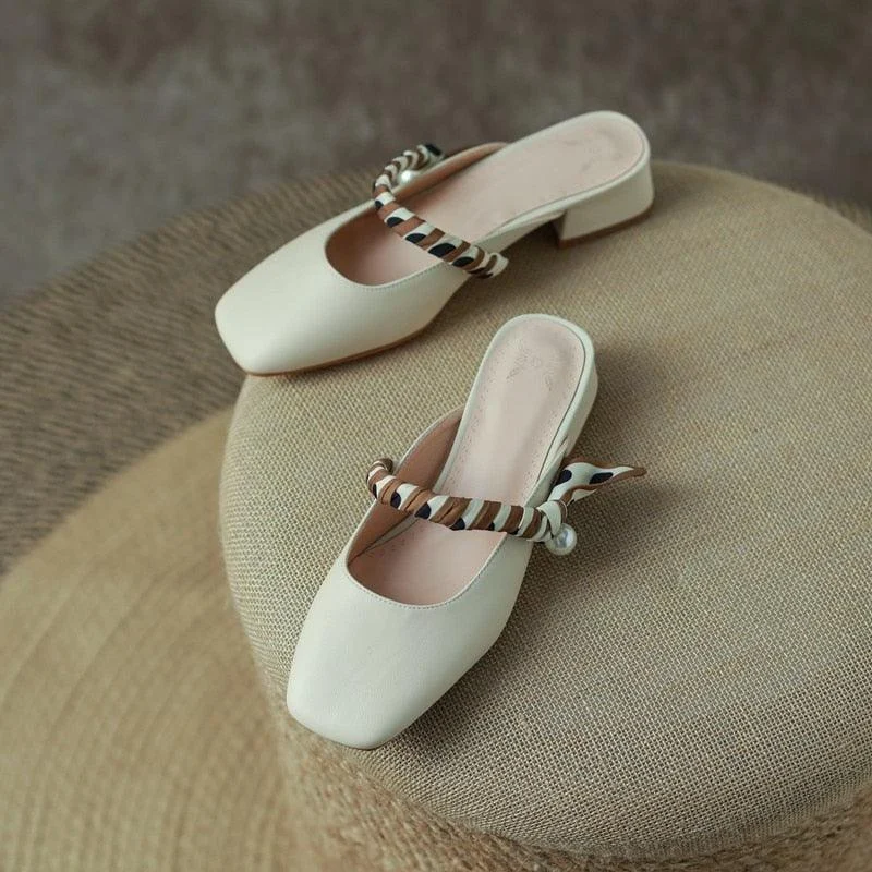 Meera Scarf and Pearl Strap Mules - 2 Colors - Glova