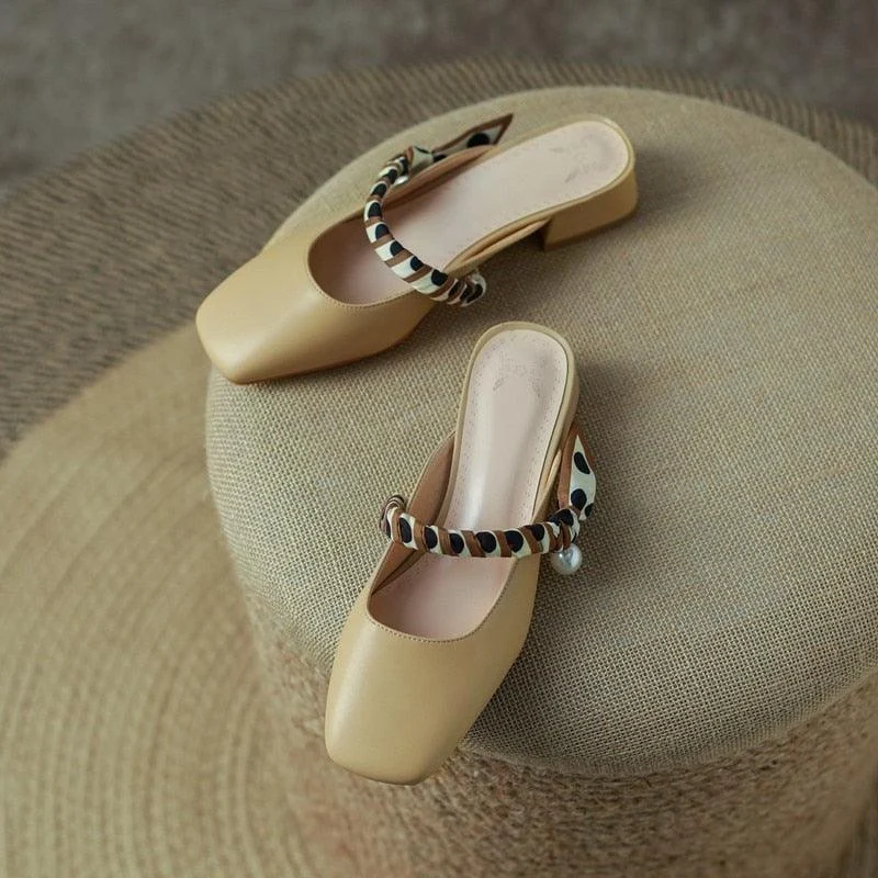 Meera Scarf and Pearl Strap Mules - 2 Colors - Glova