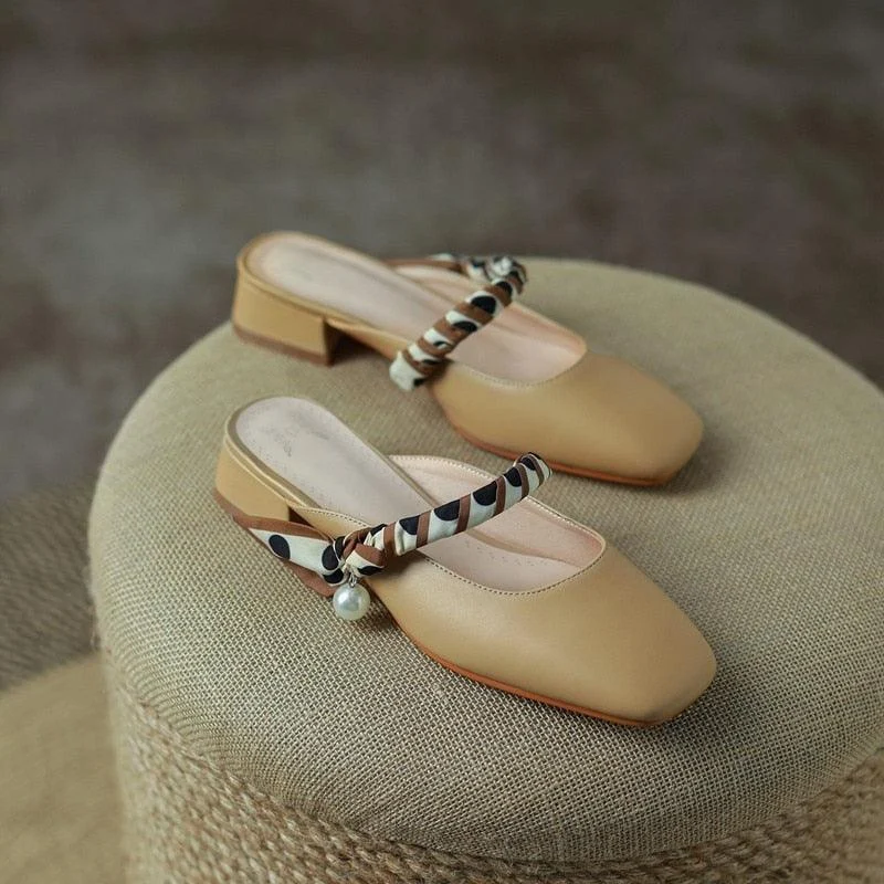 Meera Scarf and Pearl Strap Mules - 2 Colors - Glova