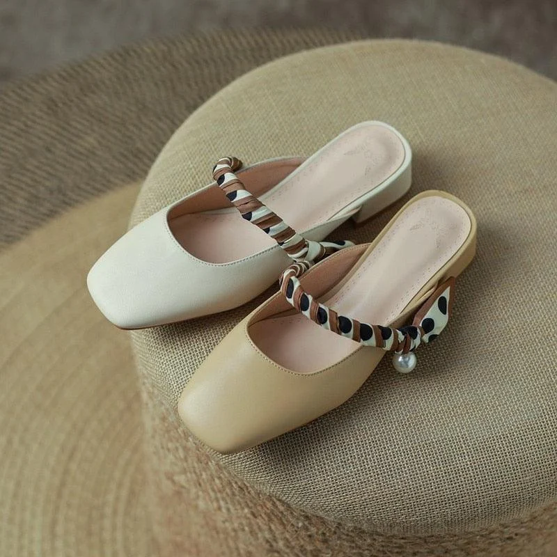 Meera Scarf and Pearl Strap Mules - 2 Colors - Glova