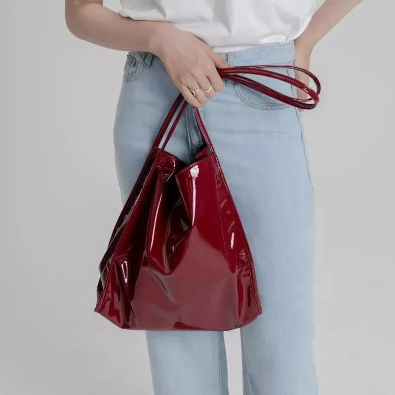 Mela Patent Leather Look Shopper Totes - Glova