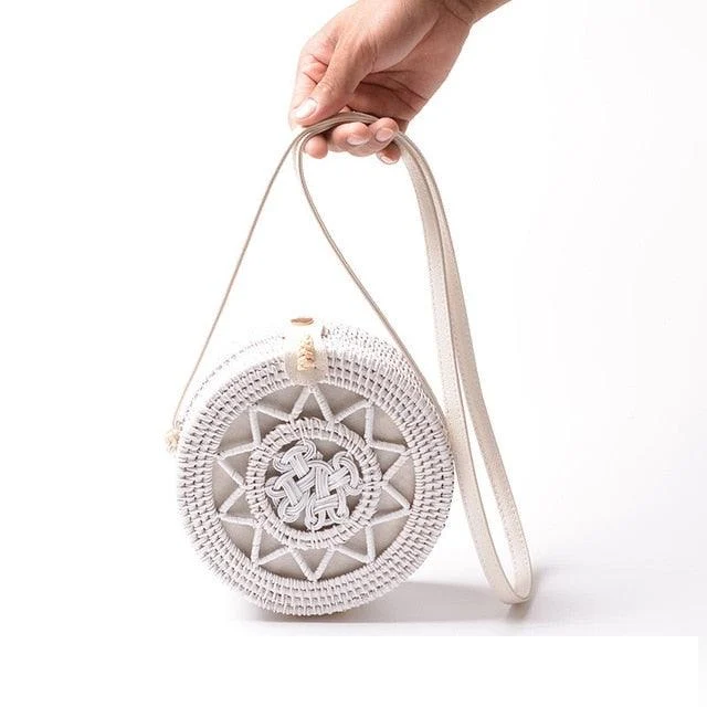 Melati Pickled Wash Bali Circle Rattan Bags - 4 Styles - Glova