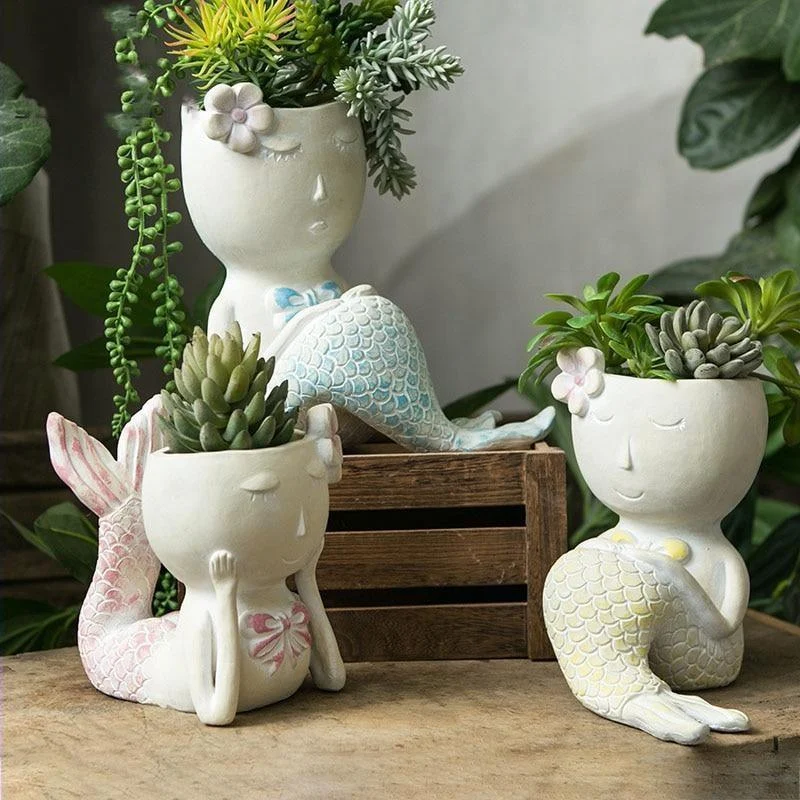 Mermaid Figurine Planter Pot - Glova