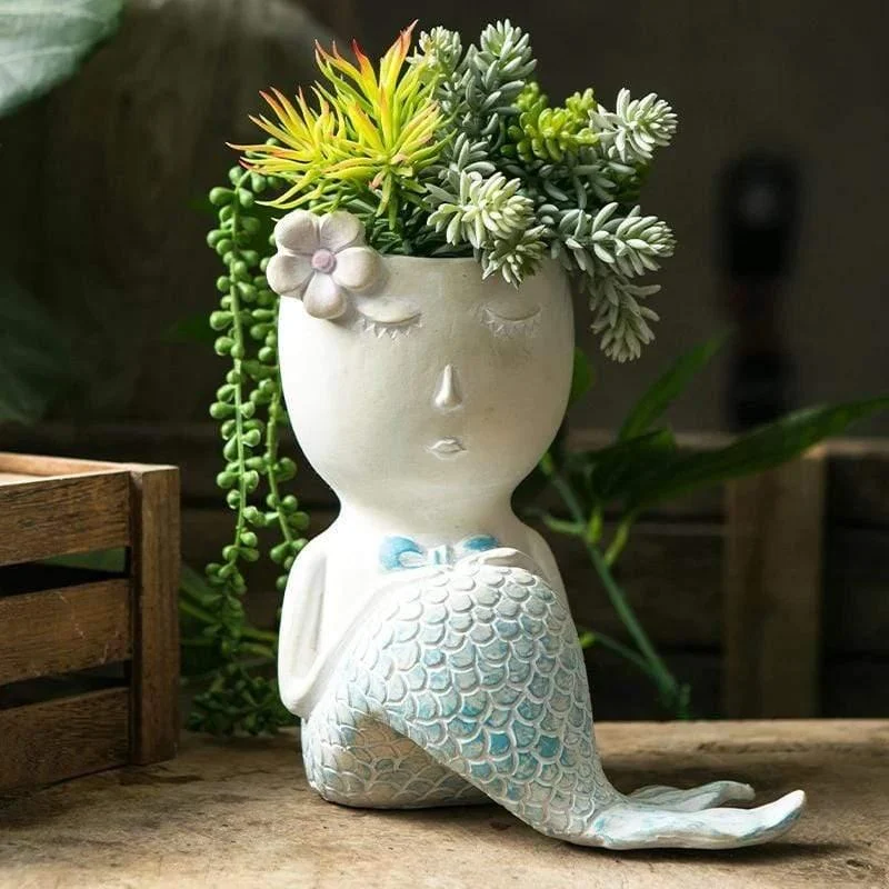 Mermaid Figurine Planter Pot - Glova