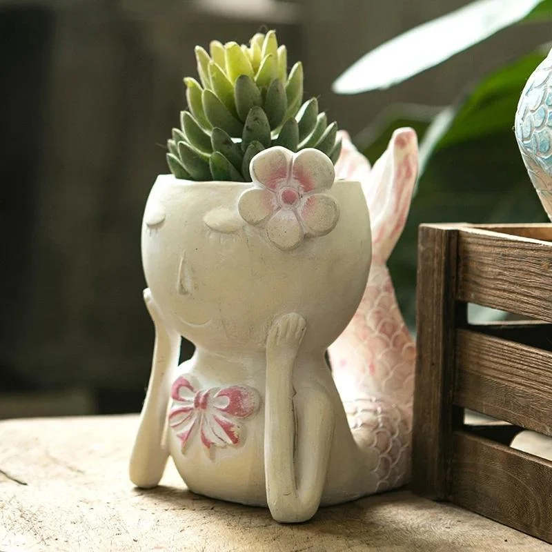 Mermaid Figurine Planter Pot - Glova