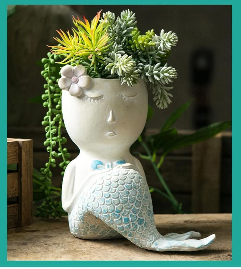 Mermaid Figurine Planter Pot - Glova