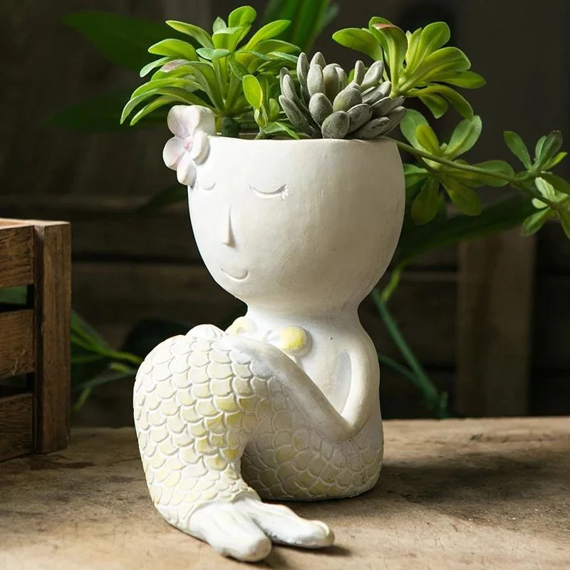 Mermaid Figurine Planter Pot - Glova