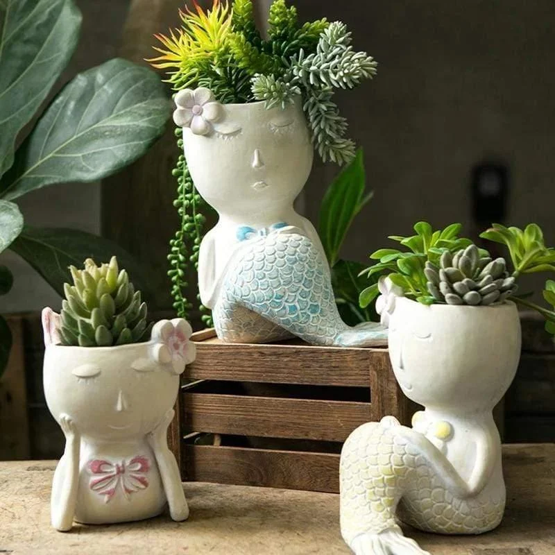 Mermaid Figurine Planter Pot - Glova