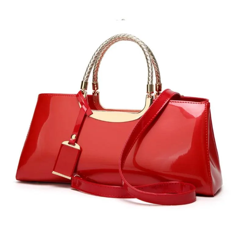 Metal Detail Top-Handles Leather Women Hand Bags - Glova