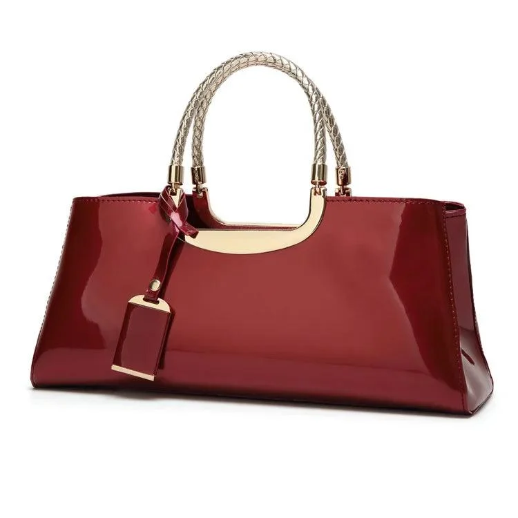 Metal Detail Top-Handles Leather Women Hand Bags - Glova