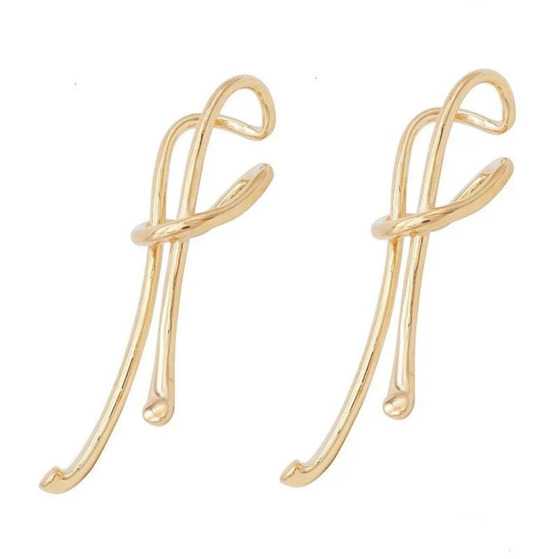 Metal Rope Knot Look Clip Earrings - 2 Colors - Glova