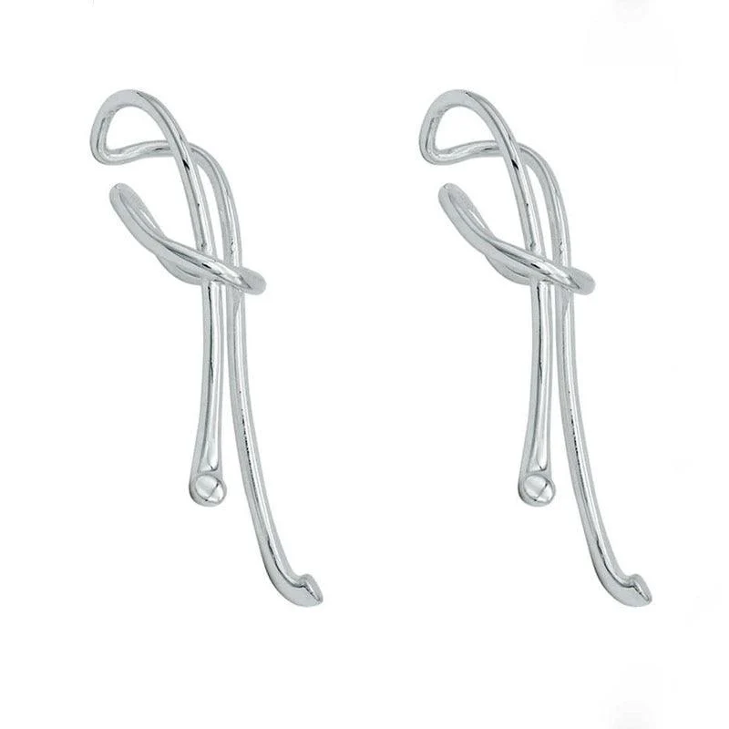 Metal Rope Knot Look Clip Earrings - 2 Colors - Glova