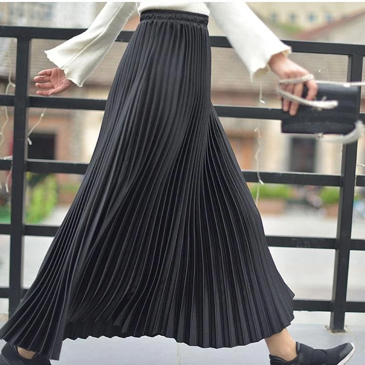 Metallic Pleated Maxi Skirts - 9 Colors - Glova