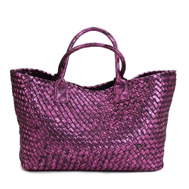 Metallic Woven Tote Bag - 16 Colors - Glova