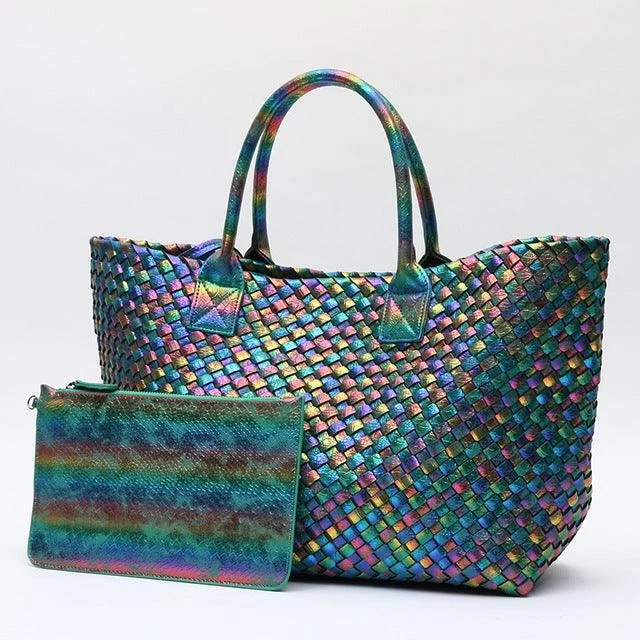 Metallic Woven Tote Bag - 16 Colors - Glova