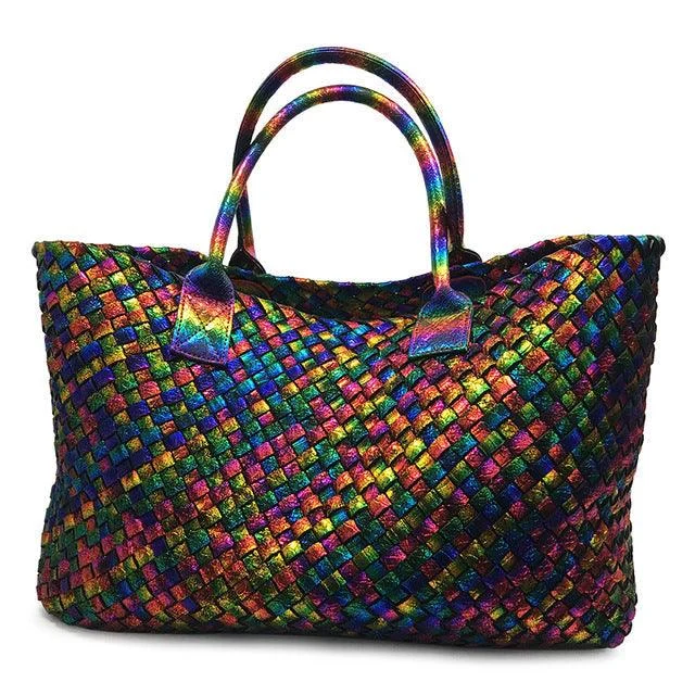 Metallic Woven Tote Bag - 16 Colors - Glova