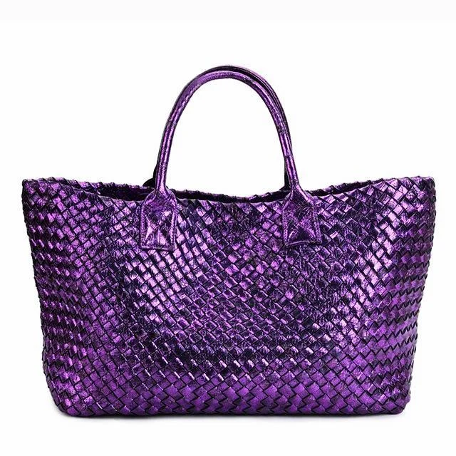 Metallic Woven Tote Bag - 16 Colors - Glova