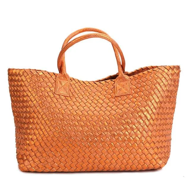 Metallic Woven Tote Bag - 16 Colors - Glova