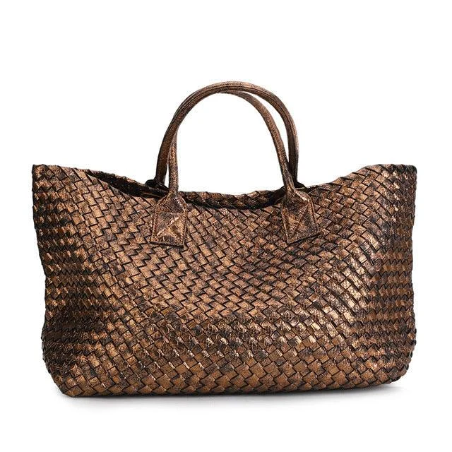 Metallic Woven Tote Bag - 16 Colors - Glova