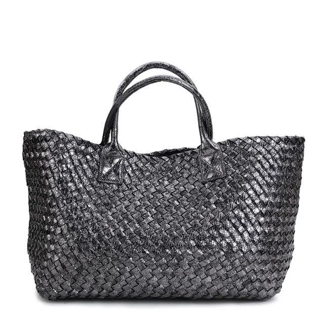 Metallic Woven Tote Bag - 16 Colors - Glova