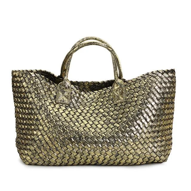 Metallic Woven Tote Bag - 16 Colors - Glova