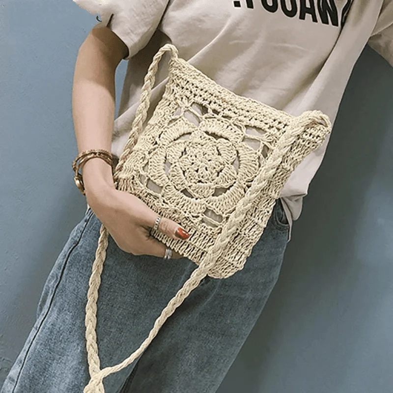 Mia Woven Crochet Cross Body Bag - Glova