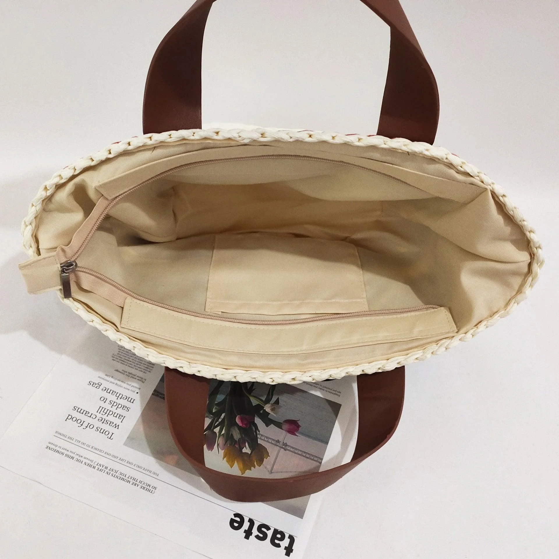 Miho Striped Bohemian Straw Baskets - Glova