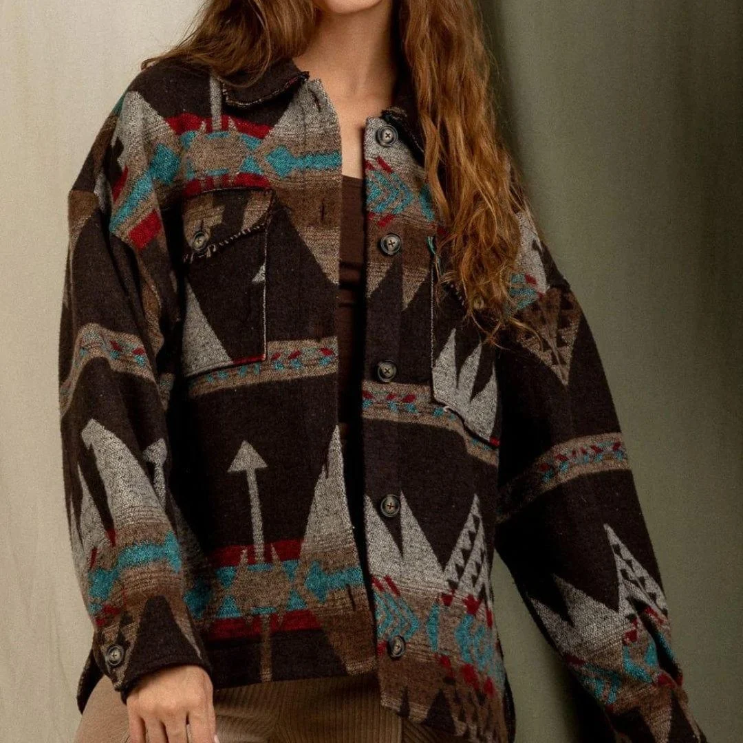 Mikaela Brown Aztec Jacket - Glova