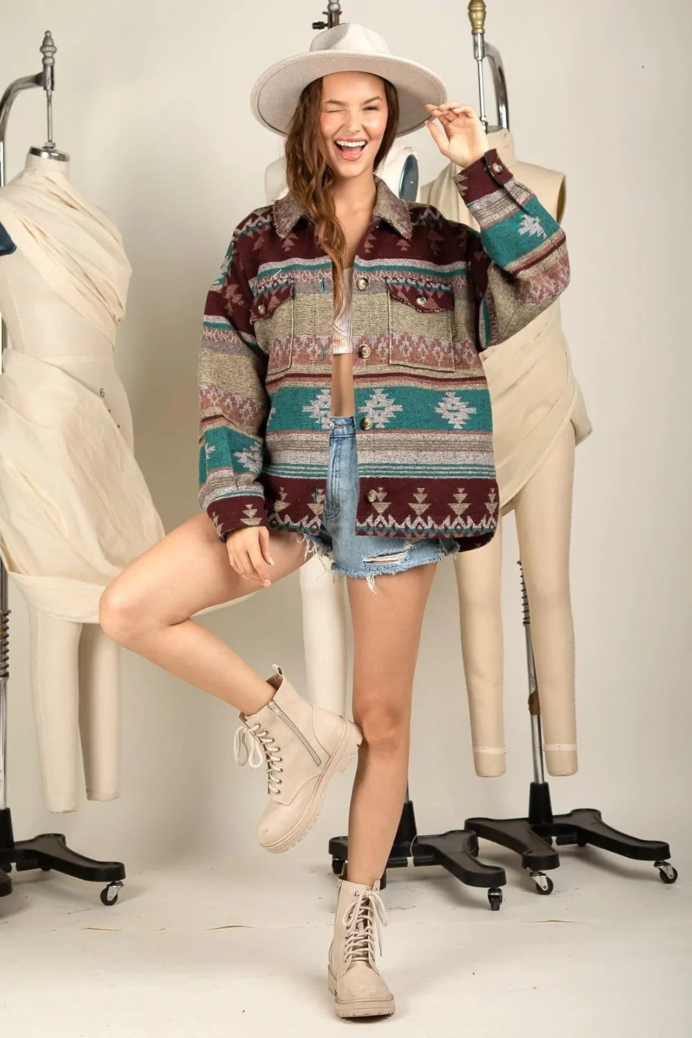 Mikaela Brown Aztec Jacket - Glova