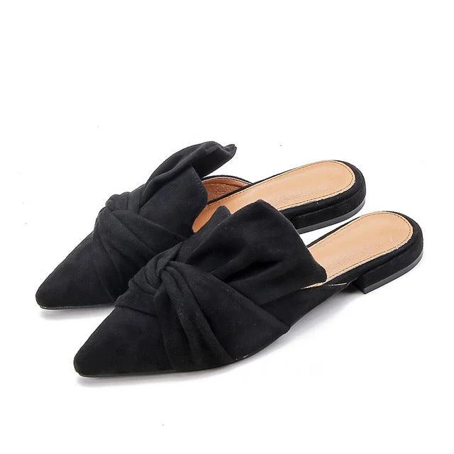 Milani Bowtie Suede Mule Slippers - 3 Colors - Glova