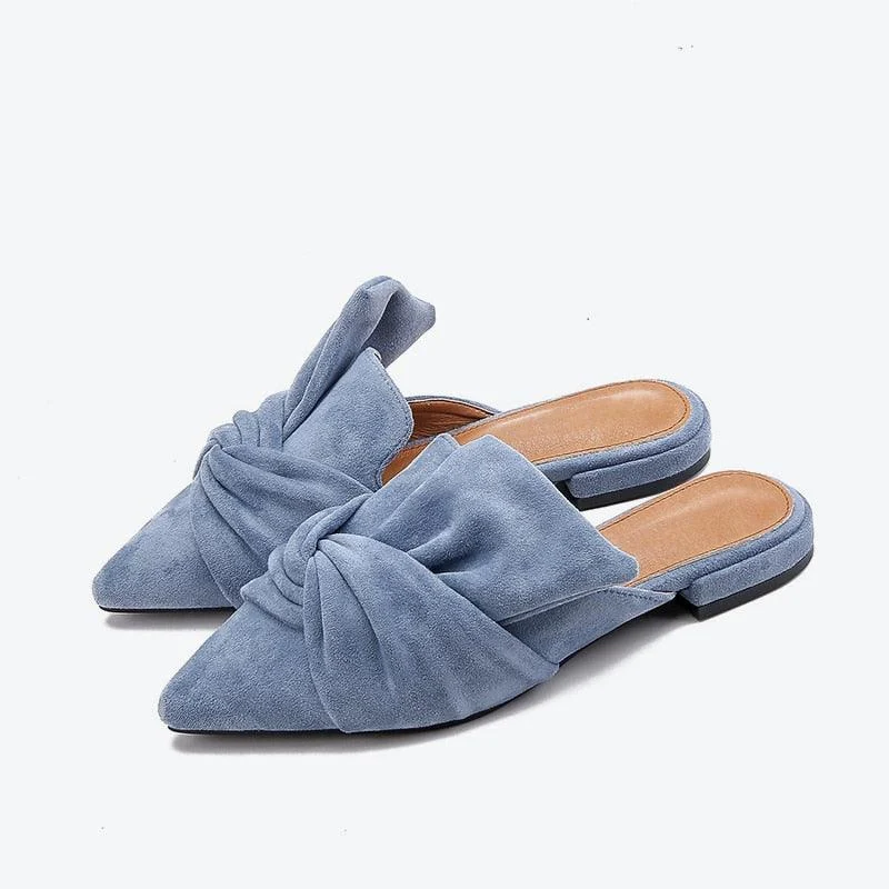 Milani Bowtie Suede Mule Slippers - 3 Colors - Glova