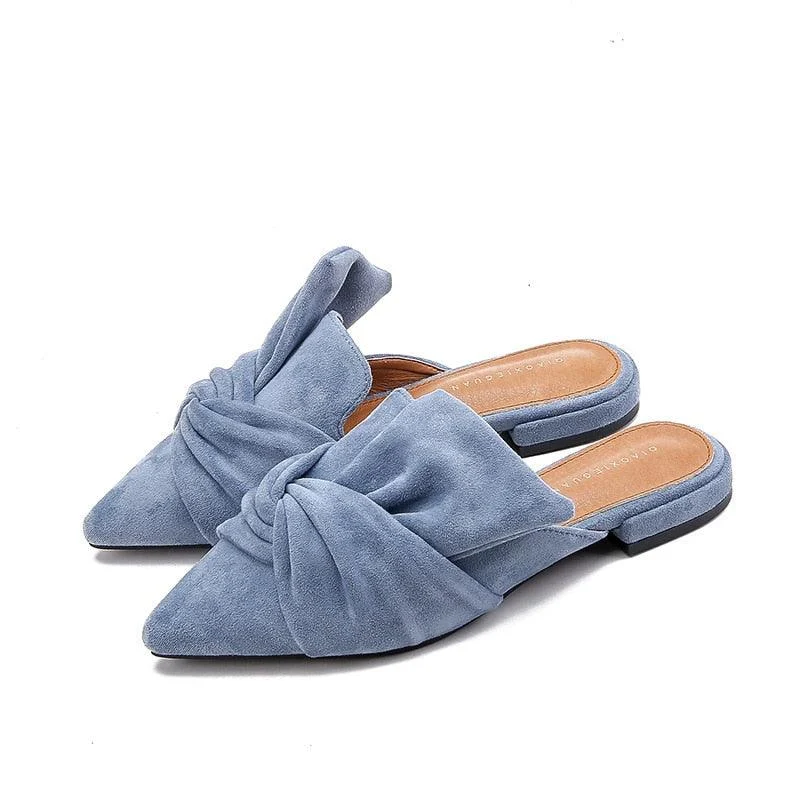 Milani Bowtie Suede Mule Slippers - 3 Colors - Glova