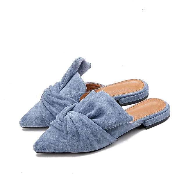 Milani Bowtie Suede Mule Slippers - 3 Colors - Glova