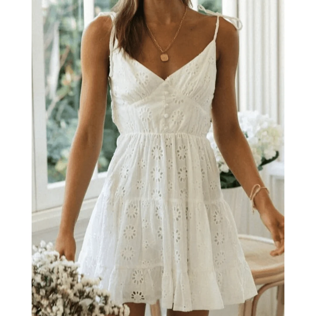 Millie White Boho Mini Dress - Glova