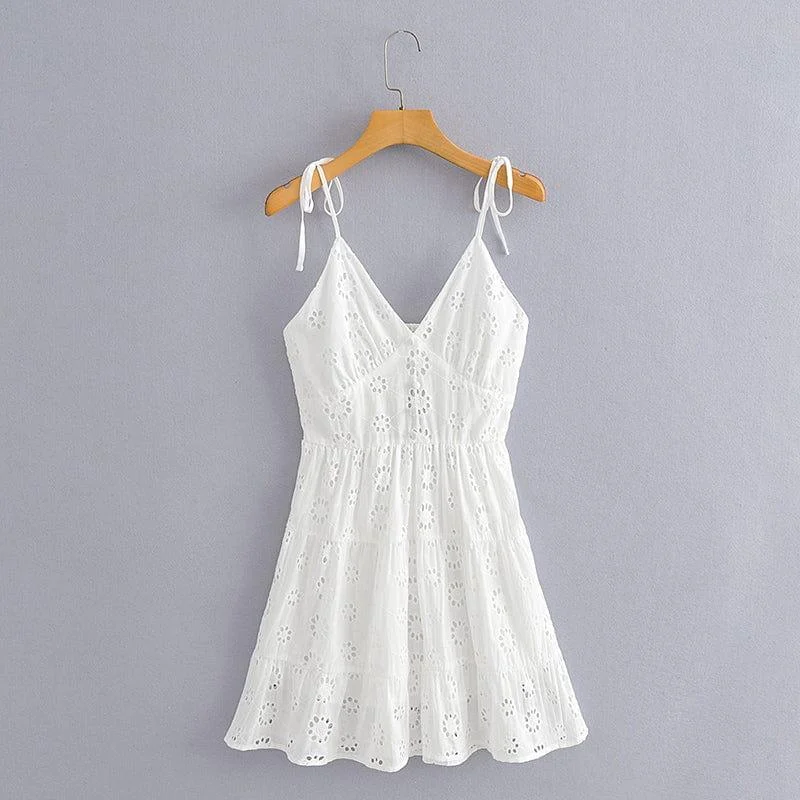 Millie White Boho Mini Dress - Glova