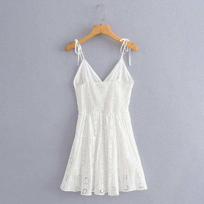 Millie White Boho Mini Dress - Glova