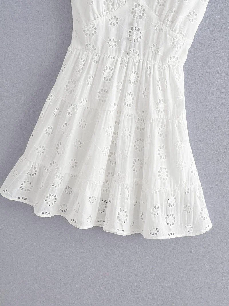 Millie White Boho Mini Dress - Glova