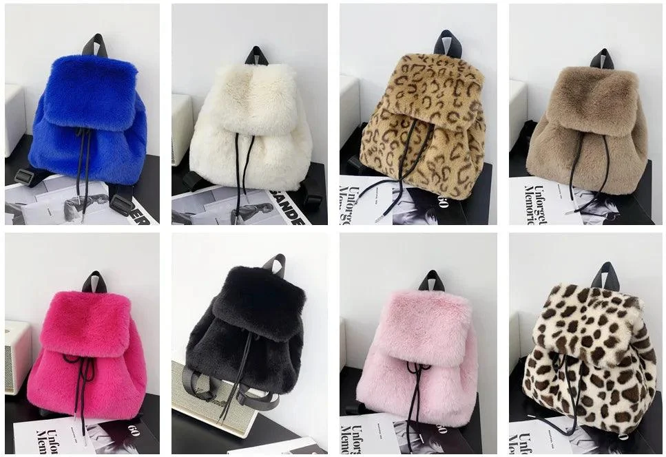 Mina Faux Fur Mini Backpacks - Glova